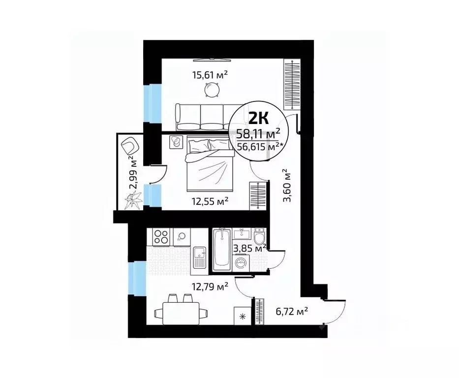 2-к кв. Самарская область, Самара пос. Мехзавод, Новая Самара мкр,  ... - Фото 1