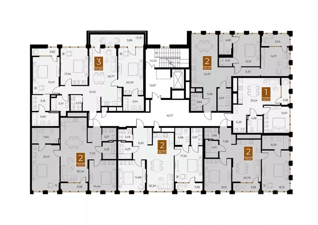 2-к кв. Рязанская область, Рязань Медный жилой комплекс (86.79 м) - Фото 2