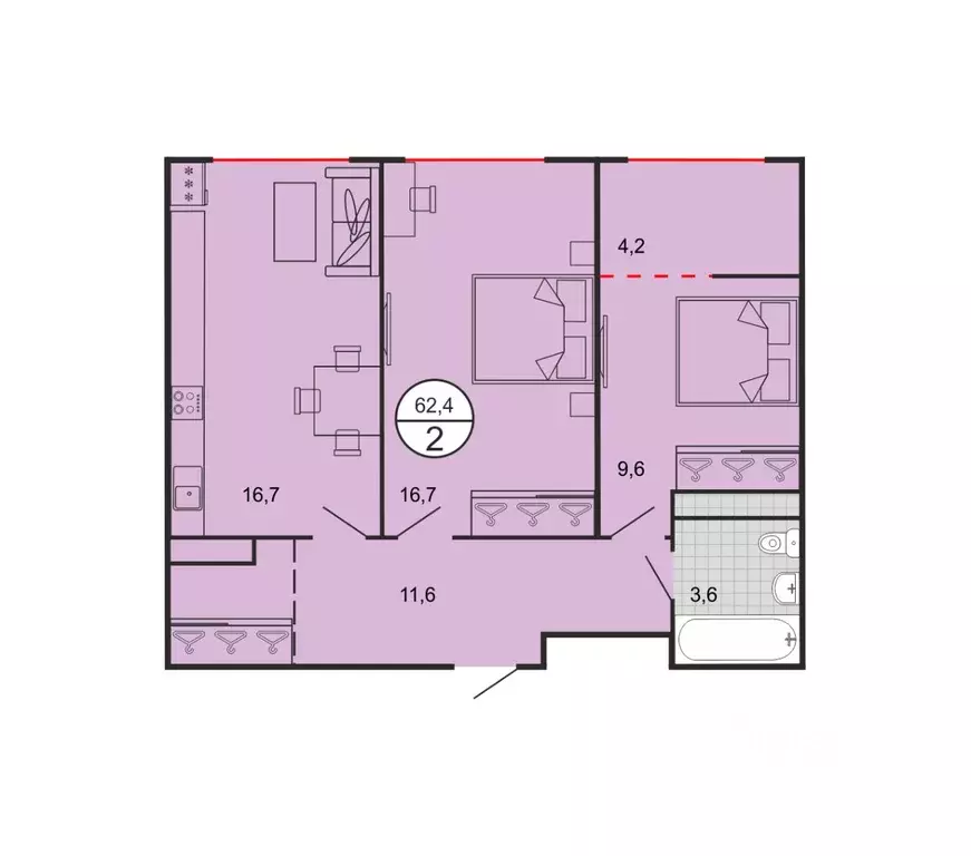 2-к кв. Ставропольский край, Георгиевск Олимп жилой комплекс (62.4 м) - Фото 1