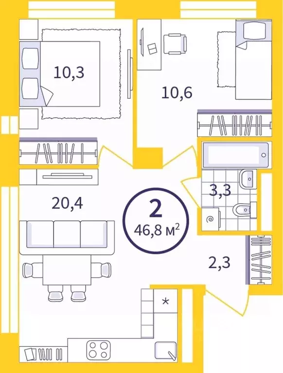 2-к кв. Свердловская область, Екатеринбург Уктус жилрайон, Астон ... - Фото 1