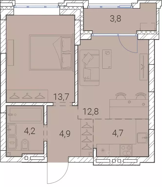 2-к кв. Новосибирская область, Новосибирск Овражная ул., 2А (44.1 м) - Фото 1