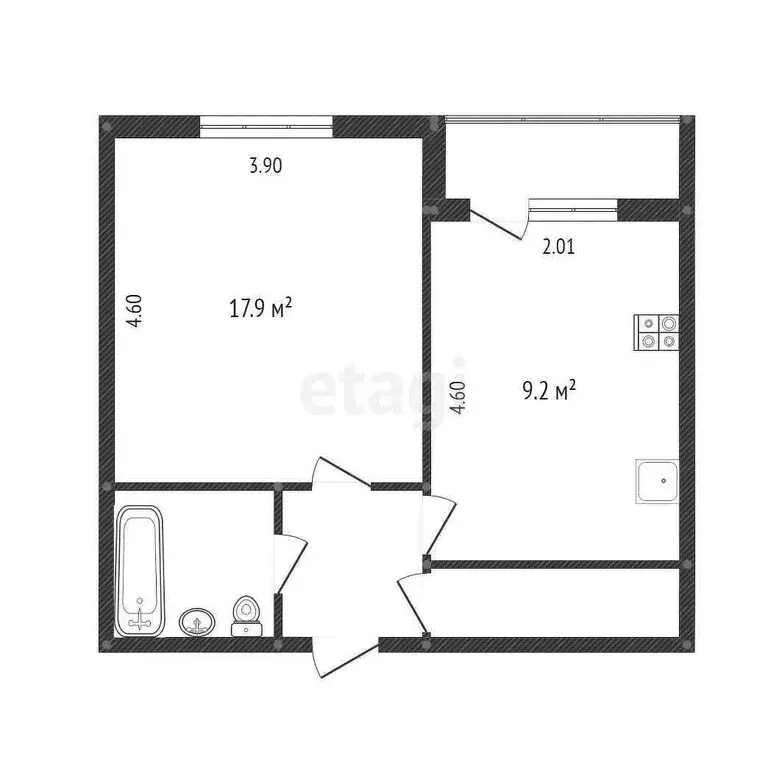 1-комнатная квартира: Вологда, Паровозный переулок, 34 (36 м) - Фото 1