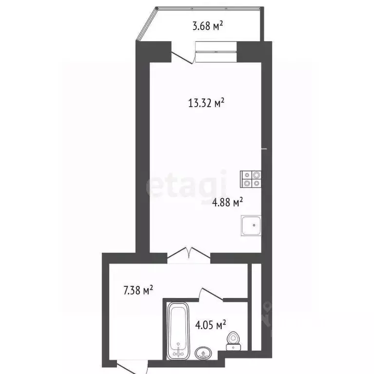Студия Архангельская область, Архангельск Поморская ул., 34к3 (31.8 м) - Фото 2