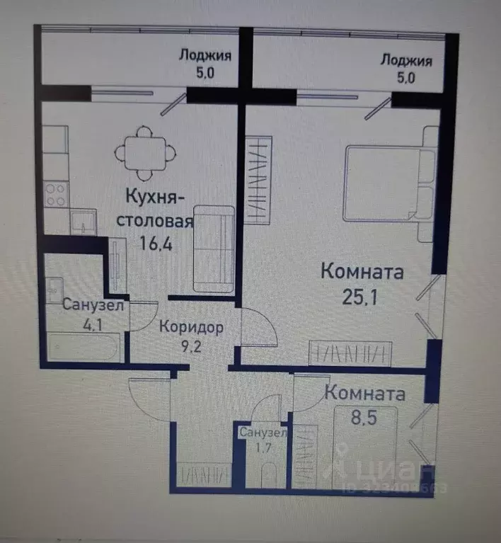 2-к кв. Челябинская область, Челябинский городской округ, пос. ... - Фото 1