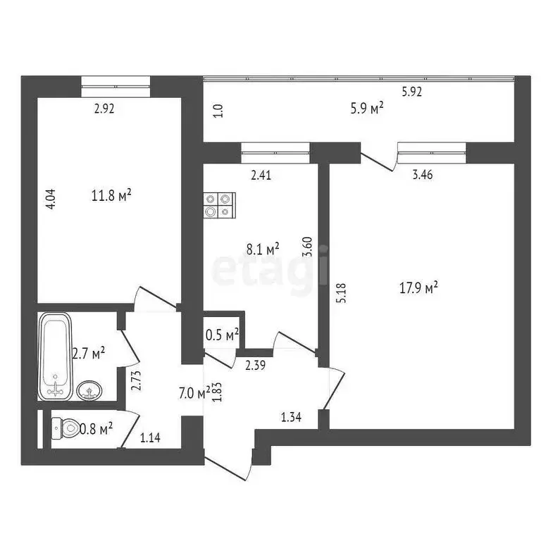 2-комнатная квартира: Стерлитамак, улица Сакко и Ванцетти, 63 (49 м) - Фото 1