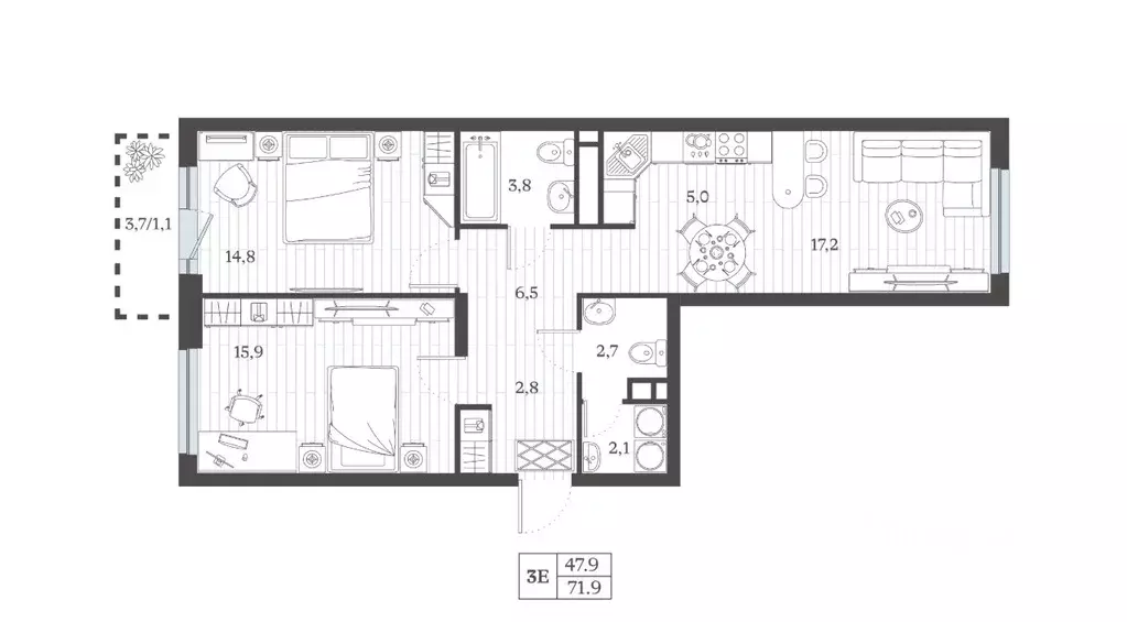 3-к кв. Дагестан, Дербент ул. Сальмана (71.86 м) - Фото 1