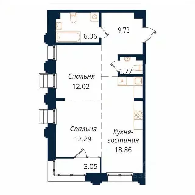 2-к кв. Иркутская область, Иркутск Байкальская ул., 246Б (63.8 м) - Фото 0