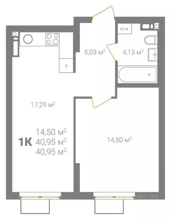 1-к кв. Нижегородская область, Нижний Новгород Ветеринарная ул. (40.95 ... - Фото 2
