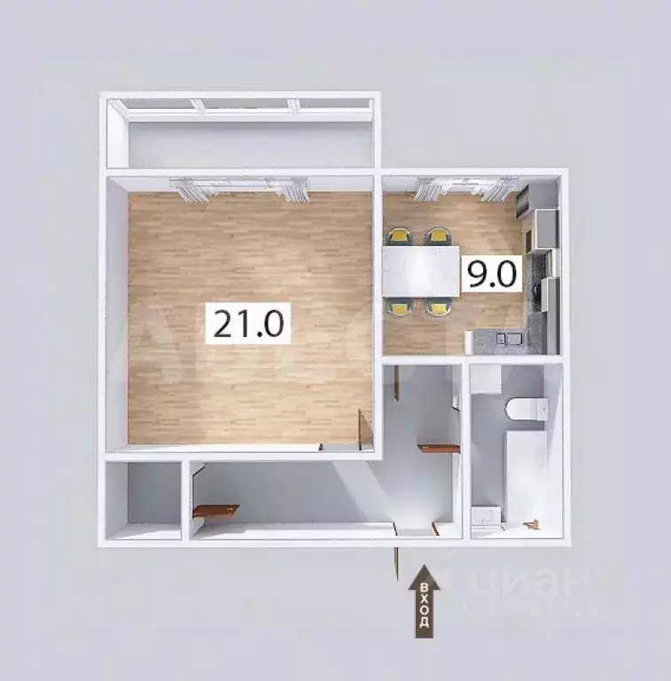 1-к кв. Омская область, Омск бул. Архитекторов, 17/2 (41.0 м) - Фото 2