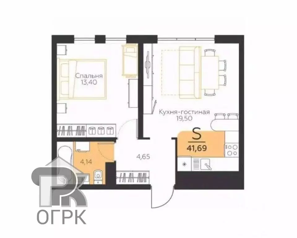 1-к кв. Тульская область, Тула городской округ, пос. Молодежный ул. ... - Фото 1