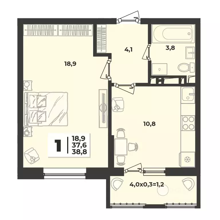 1-к кв. Краснодарский край, Краснодар ул. Имени Генерала Корнилова, ... - Фото 1