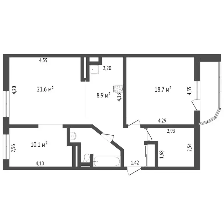 3-комнатная квартира: Омск, 21-я Амурская улица, 43 (67 м) - Фото 1