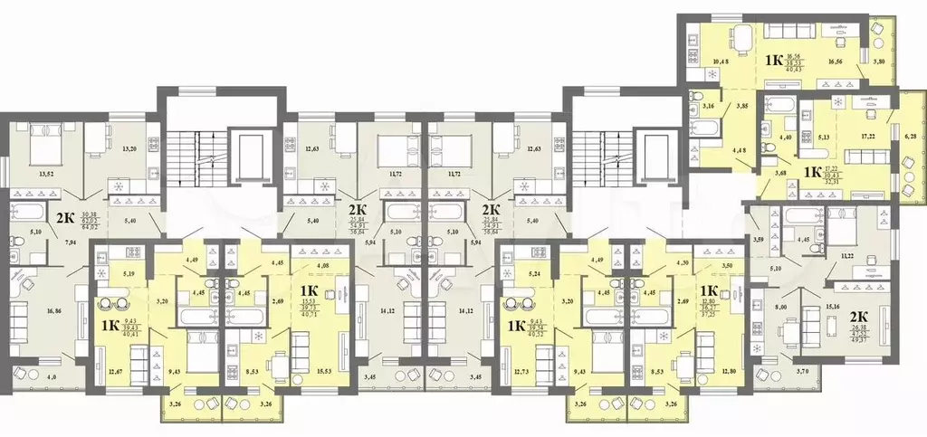 2-к. квартира, 56,6 м, 7/8 эт. - Фото 1