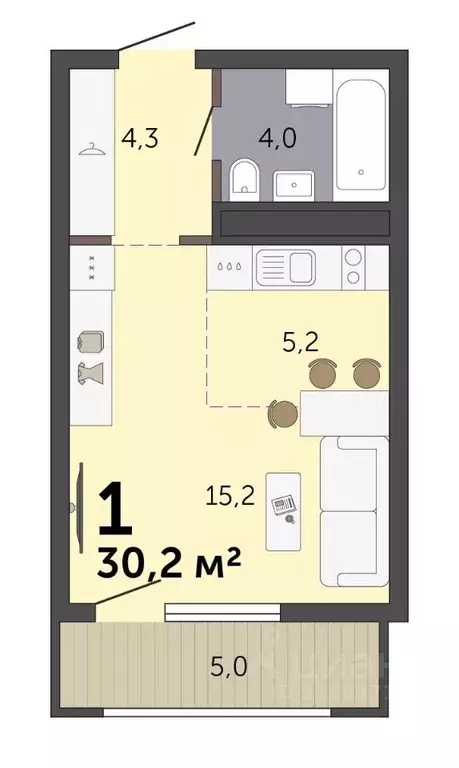 Студия Свердловская область, Екатеринбург Малевич жилой комплекс (30.2 ... - Фото 2