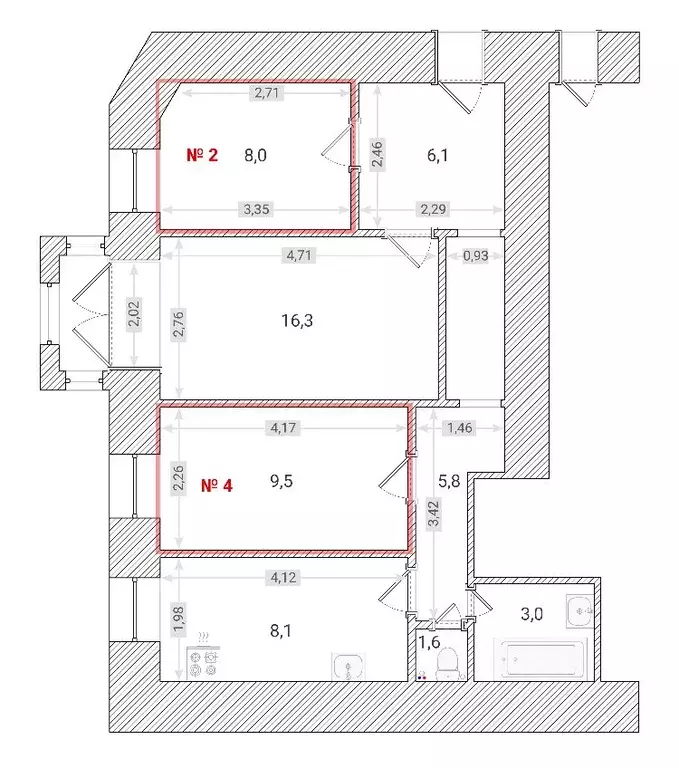 Комната Санкт-Петербург 8-я Советская ул., 47 (9.5 м) - Фото 1