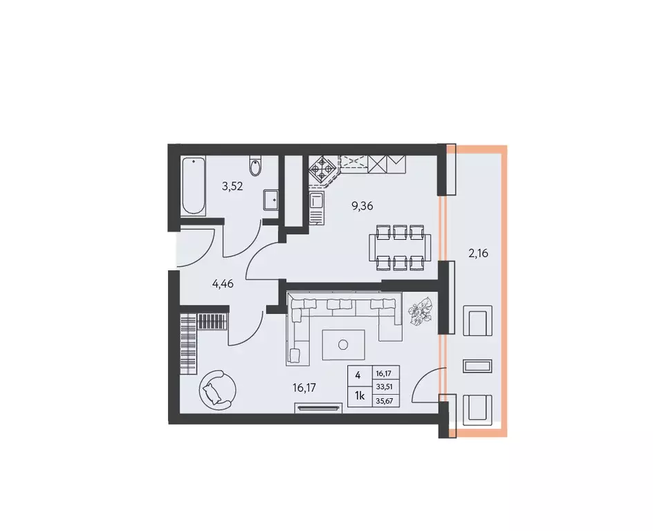 Продаётся 1-к квартира, 35.67 м - Фото 0