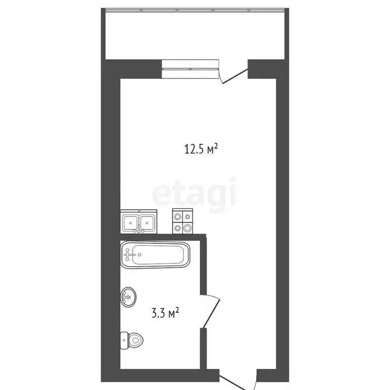 Квартира-студия: Тюмень, улица Новосёлов, 115 (15.9 м) - Фото 1