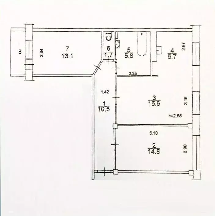 3-к кв. Красноярский край, Красноярск ул. Королева, 8а (68.5 м) - Фото 2