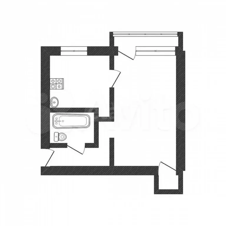 1-к. квартира, 31,8 м, 2/2 эт. - Фото 0