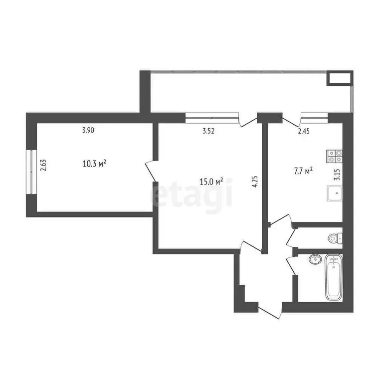2-комнатная квартира: Тюмень, Таврическая улица, 2 (40.7 м) - Фото 1