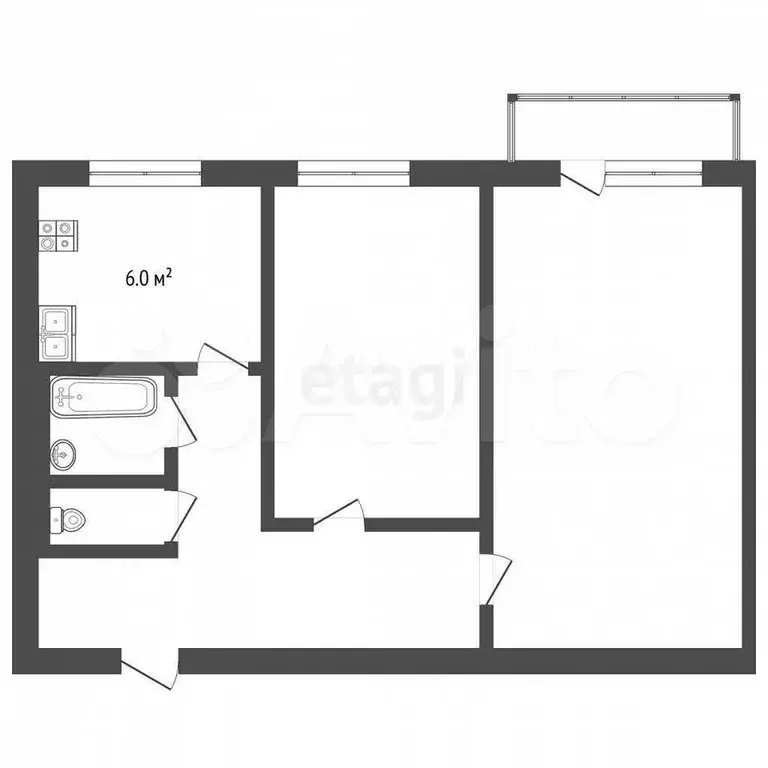 2-к. квартира, 45 м, 4/9 эт. - Фото 0