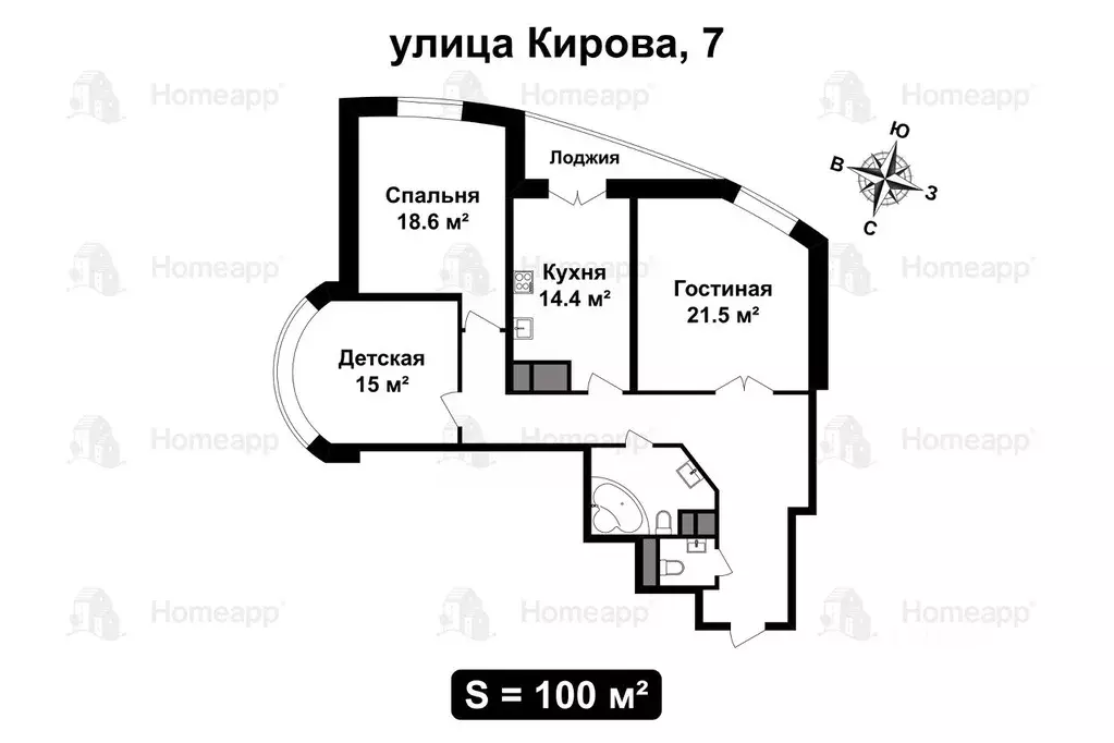 3-к кв. Московская область, Реутов ул. Кирова, 7 (100.0 м) - Фото 1