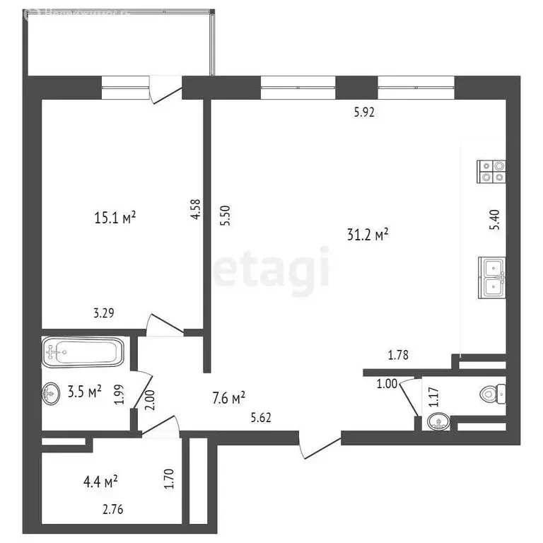 2-комнатная квартира: Вологда, улица Герцена, 105 (65.6 м) - Фото 0