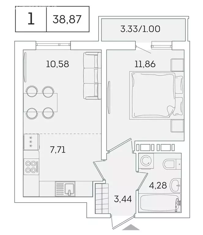 1-комнатная квартира: Мурино, Графская улица, 6к3 (38.1 м) - Фото 1