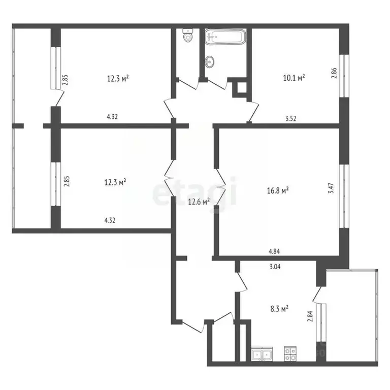 4-к кв. Ханты-Мансийский АО, Лангепас Комсомольская ул., 6А (76.5 м) - Фото 0