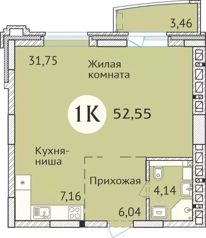 1-к кв. Новосибирская область, Новосибирск ул. Дуси Ковальчук, 248/1 ... - Фото 1