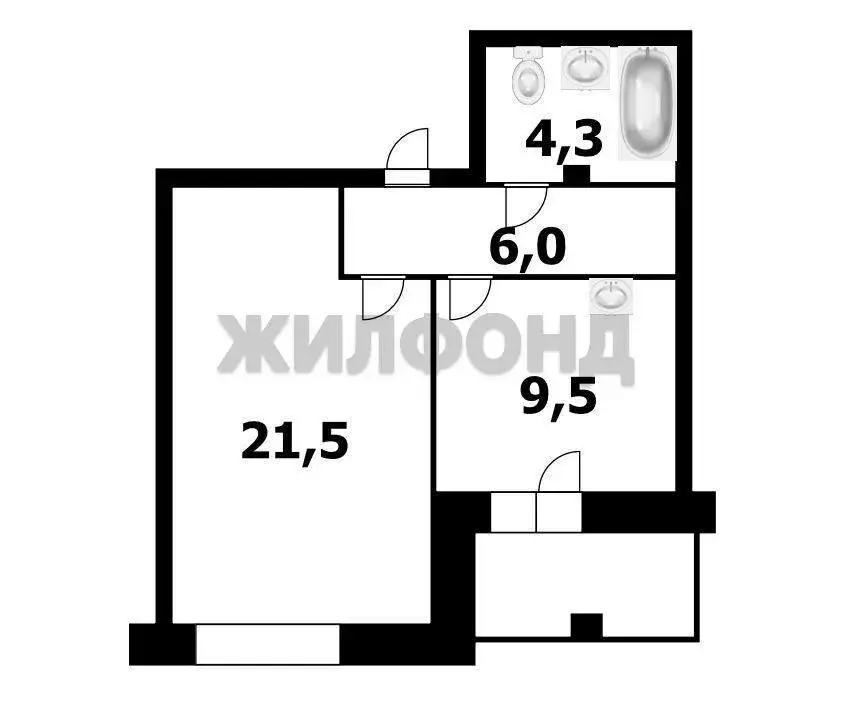 1-комнатная квартира: Новосибирск, улица Краузе, 21/1 (41.3 м) - Фото 1