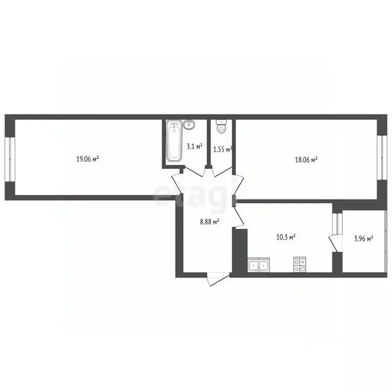 2-к кв. Башкортостан, Стерлитамак ул. Рашита Кудашева, 1 (61.7 м) - Фото 2