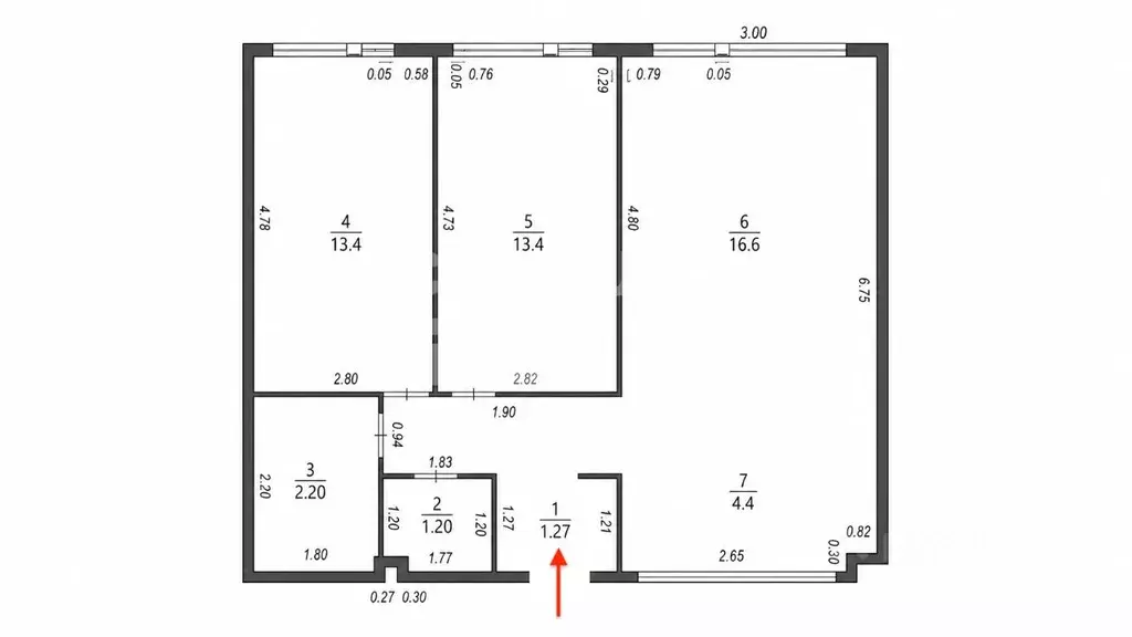 3-к кв. Москва Новоостаповская ул., 16к1 (60.0 м) - Фото 2