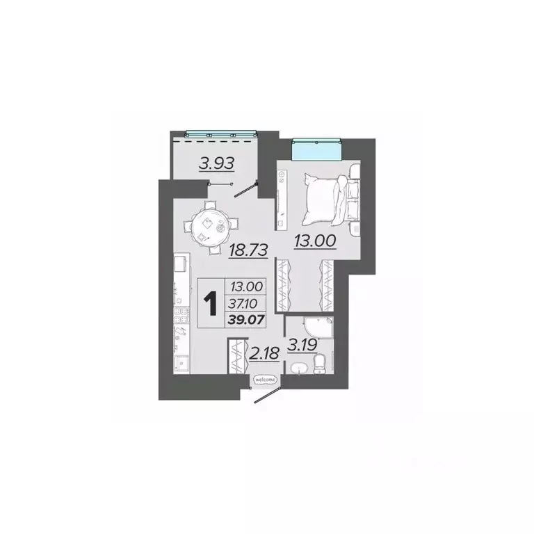 1-к кв. Брянская область, Брянск Архитектор жилой комплекс (39.07 м) - Фото 1