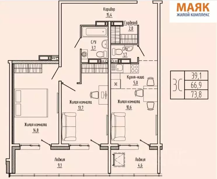 2-к кв. Мурманская область, Мурманск Первомайский округ, 308-й мкр,  ... - Фото 2