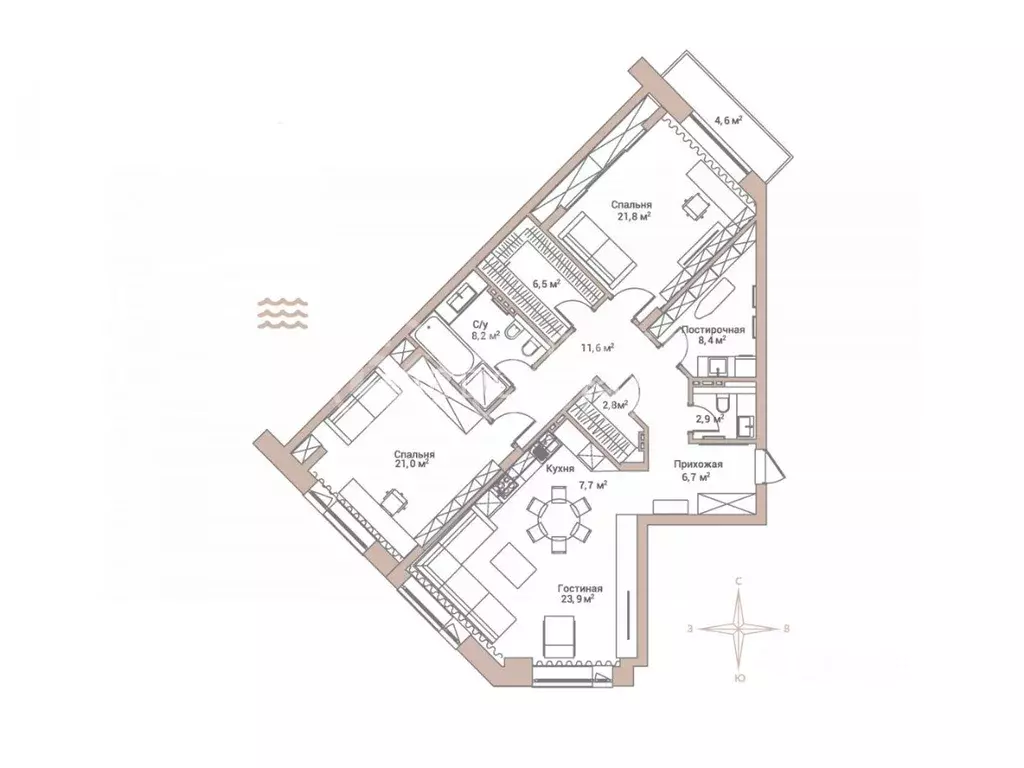 Квартира, 2 комнаты, 123.2 м - Фото 1