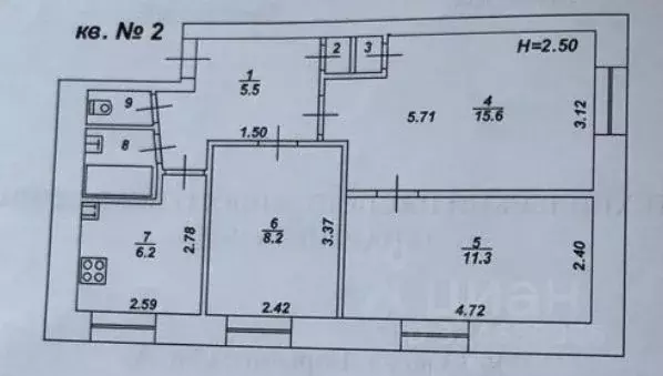 3-к кв. Тверская область, Тверь ул. Горького, 33 (50.9 м) - Фото 2