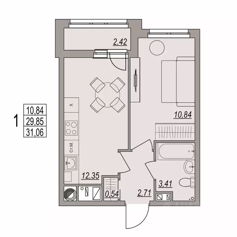 1-к кв. Волгоградская область, Волгоград ул. Дымченко, 9 (31.06 м) - Фото 1