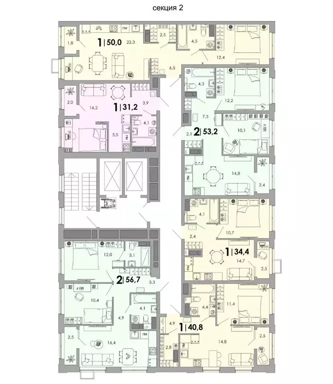 2-к кв. Владимирская область, Владимир Уно жилой комплекс (56.7 м) - Фото 2