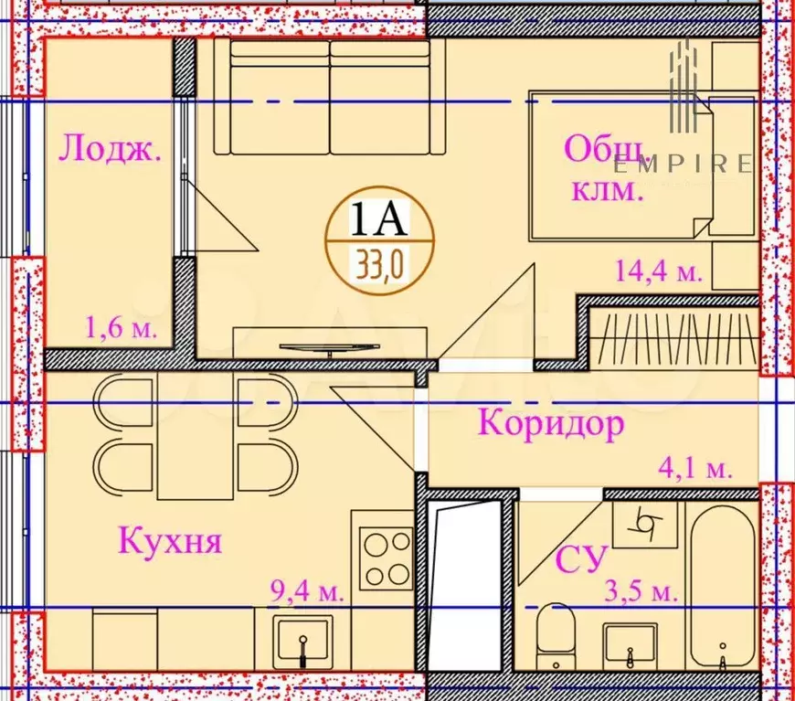 Квартира-студия, 33 м, 12/20 эт. - Фото 0