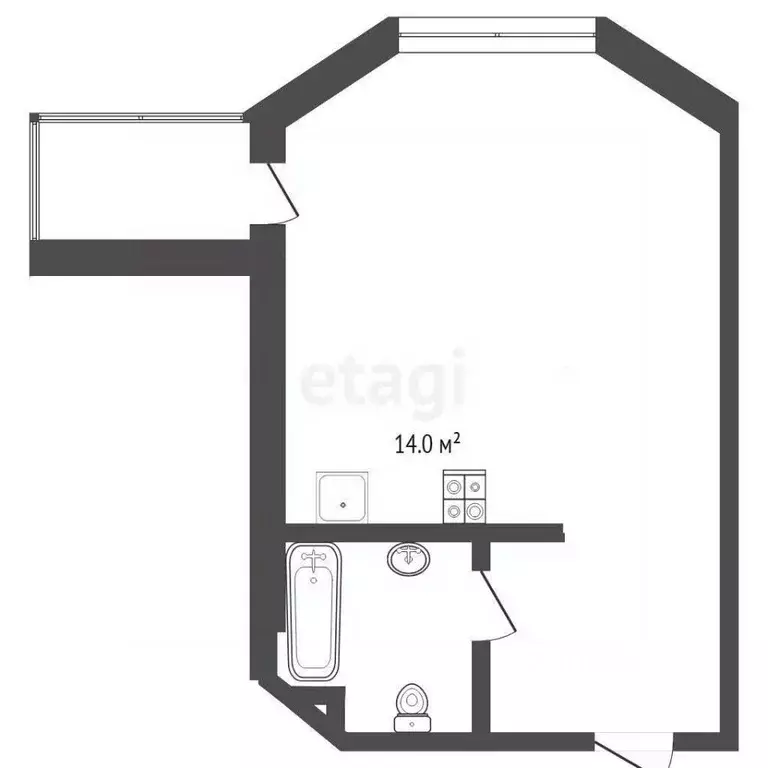 Студия Тюменская область, Тюмень ул. Мельникайте, 150 (36.0 м) - Фото 1