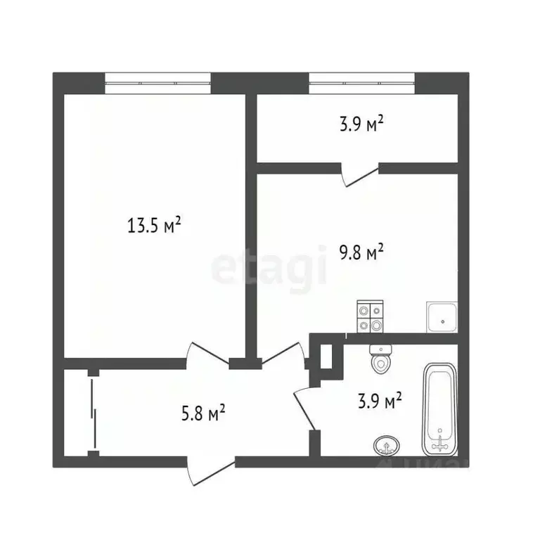 1-к кв. Тюменская область, Тюмень ул. Новоселов, 109 (33.9 м) - Фото 1