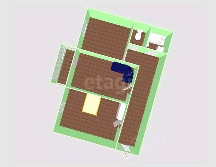 2-к кв. Сахалинская область, Тымовское пгт ул. Кировская, 43А (52.9 м) - Фото 1