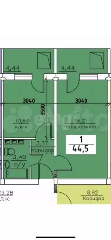 1-к кв. Дагестан, Каспийск ул. Зейнудина Батманова, 16 (47.0 м) - Фото 1