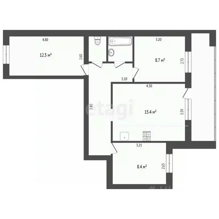 3-к кв. Тюменская область, Тюмень ул. Червишевский Тракт, 31 (58.6 м) - Фото 2