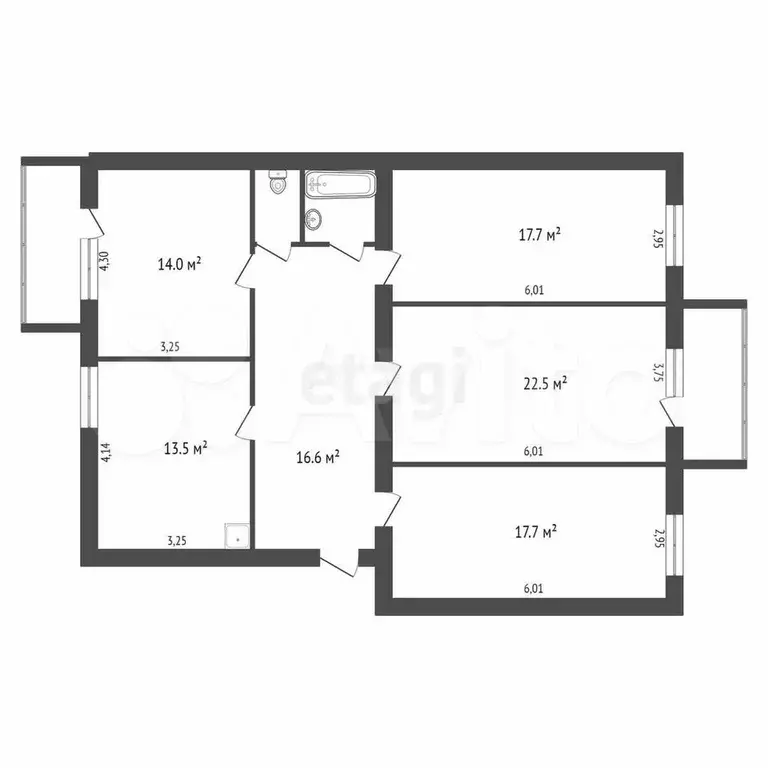 4-к. квартира, 111,6 м, 2/5 эт. - Фото 0