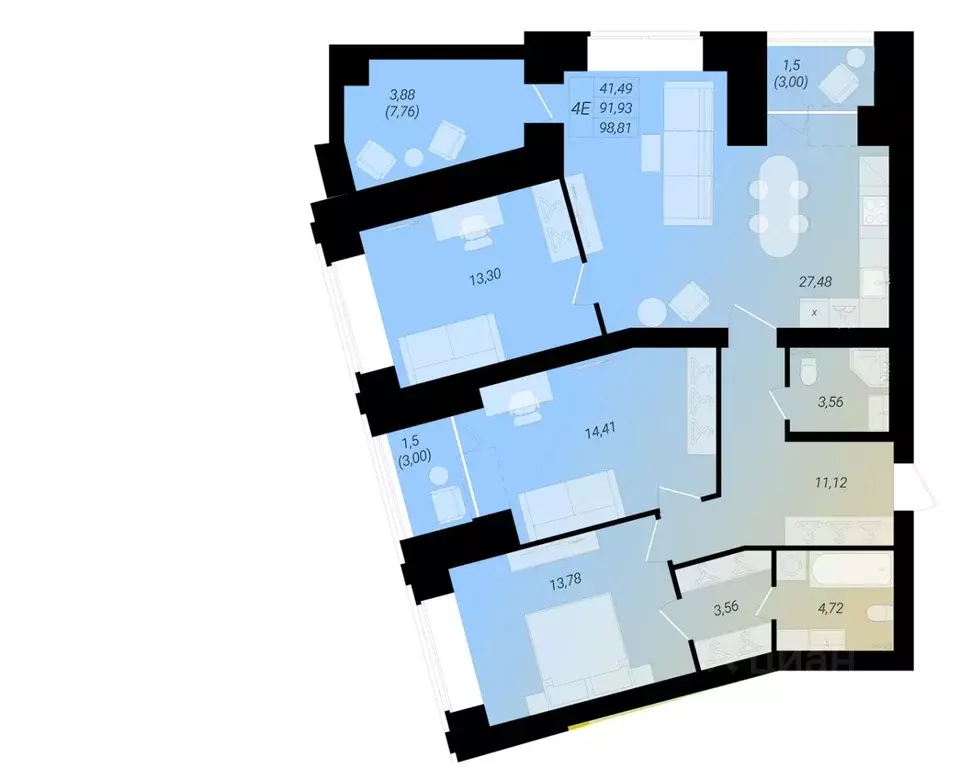 4-к кв. Архангельская область, Архангельск просп. Советских ... - Фото 1