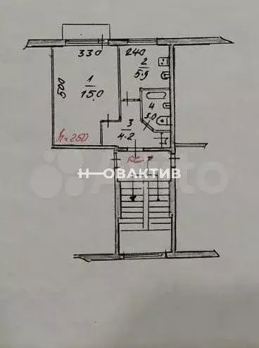 1-к. квартира, 28,4 м, 4/5 эт. - Фото 0