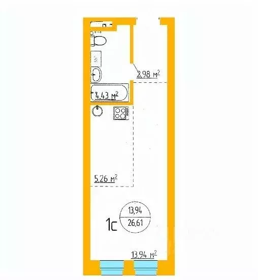 1-к кв. Башкортостан, Уфа ул. Аксакова, 79 (26.61 м) - Фото 1