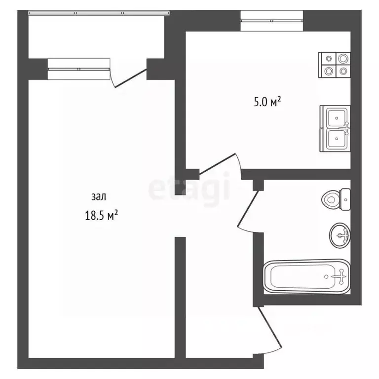 1-к кв. Алтайский край, Барнаул просп. Ленина, 45Б (30.5 м) - Фото 2